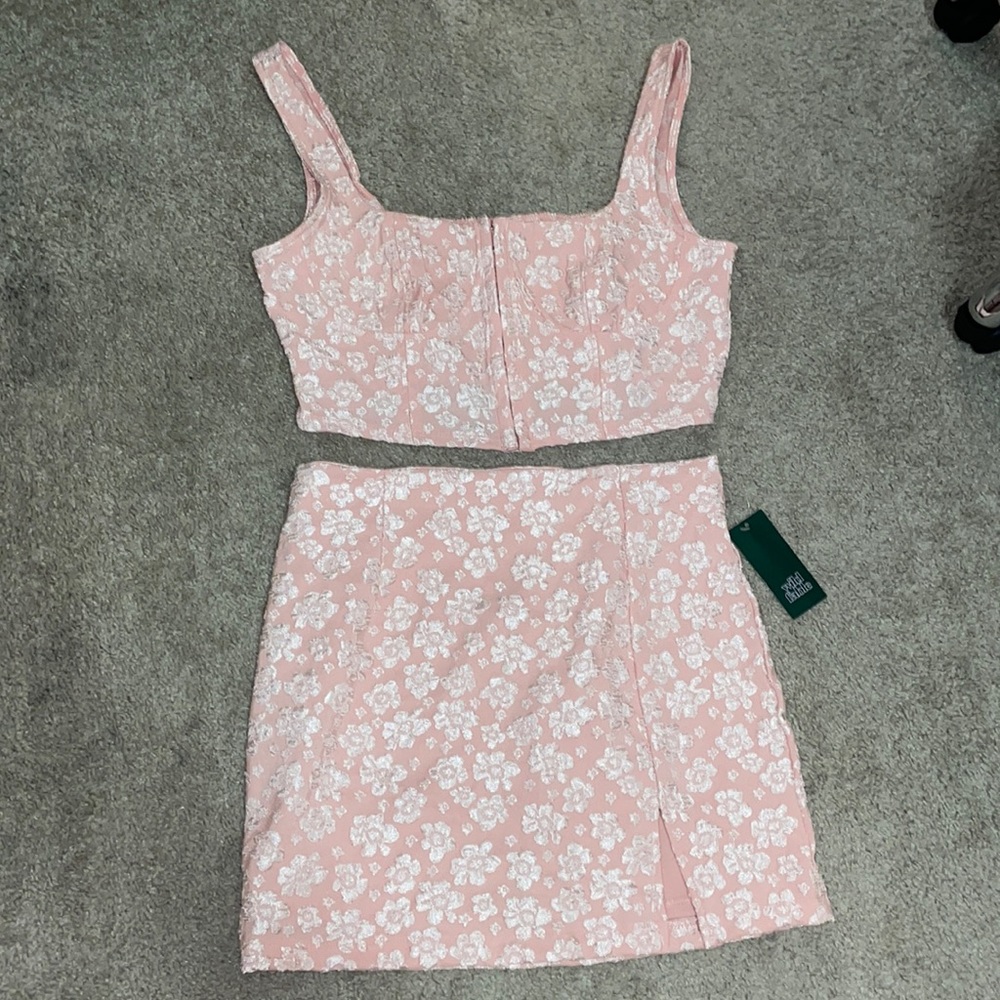 Pink floral 2 piece matching set